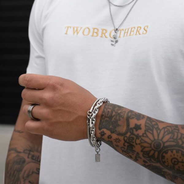 Pulseira para Homem entrelaçada em Aço Inoxidável da Twobrothers com bastantes detalhes, pulseira Inglewood.