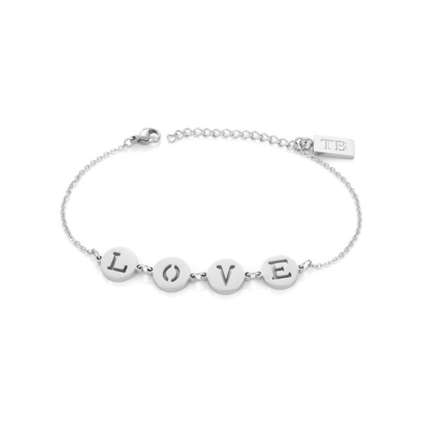 Pulseira para Mulher em aço inoxidável - Twobrothers Pulseira Love - Pulseira feminina elegante e discreta