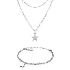 Conjunto de Pulseira e Colar em Aço inoxidável para Mulher - Twobrothers - Conjunto Pulseira Foggia e Colar Sassari