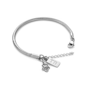 Pulseira com mão de fátima para Mulher em aço inoxidável - Twobrothers Winona - pulseira em aço inoxidável para mulher - pulseira feminina discreta e elegante - Pulseira com pendente Hamsá para mulher