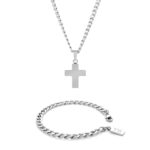 Conjunto de Pulseira e Colar em Aço inoxidável para Homem - Twobrothers - Conjunto Pulseira Lynwood e Colar Nevada