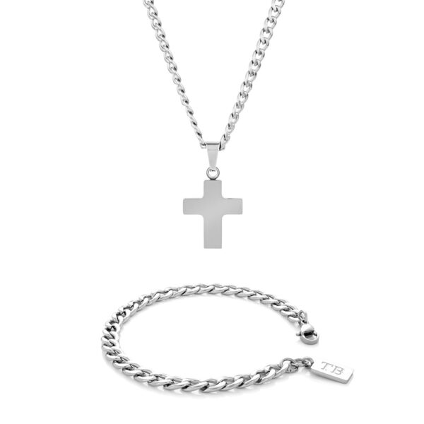 Conjunto de Pulseira e Colar em Aço inoxidável para Homem - Twobrothers - Conjunto Pulseira Lynwood e Colar Nevada