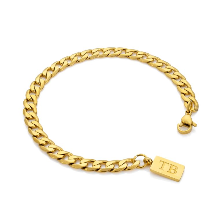 Pulseira Lynwood Gold para homem produzida em aço inoxidável dourado estilo corrente da marca Twobrothers.