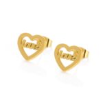 Brincos Heart Love Gold para mulher produzidos em aço inoxidável dourado pela marca Portuguesa Twobrothers.