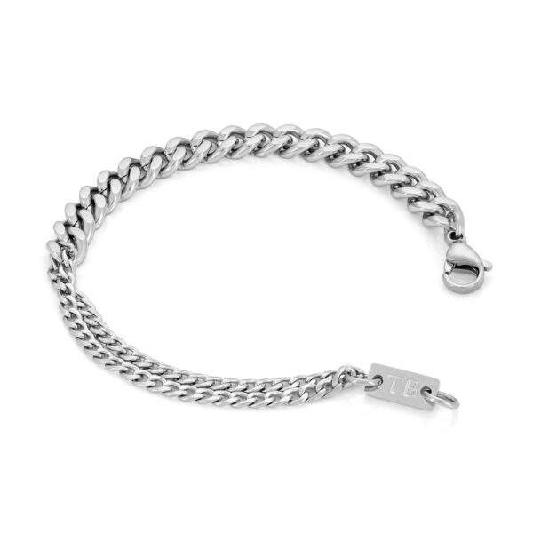 Pulseira masculina em aço inoxidável Suffolk, com combinação de duas correntes da marca Twobrothers.