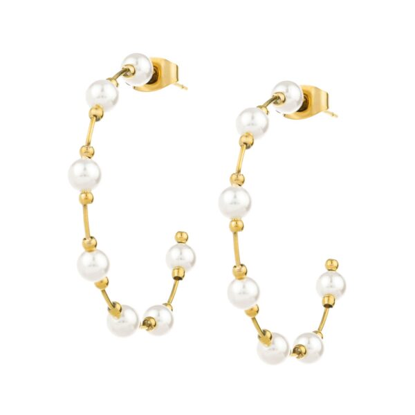 Brinco para Mulher Pearl Gold, em aço inoxidável dourado e pérolas, da marca Twobrothers.