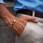 Manalapan men's bracelet, in gold color, adjustable to the wrist in stainless steel, from the Twobrothers brand.