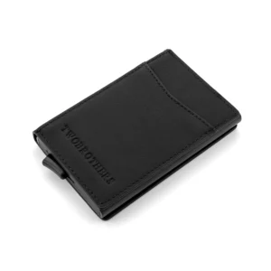 Dakota Card Holder Wallet in Black genuine Leather