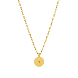 necklace for women in golden stainless steel with a personalized medal