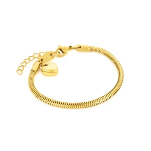 fresno bracelete for women in golden stainless steel with heart