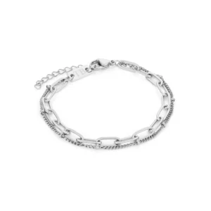 doble bracelete for women in silver stainless steel model monique