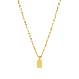 necklace for women in golden stainless steel with a medal with a craved initial