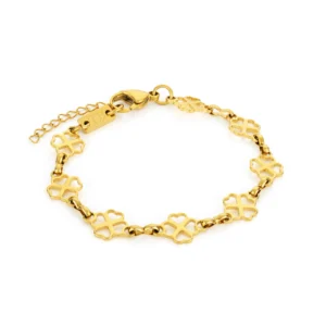women’s golden stainless steel bracelete with clovers